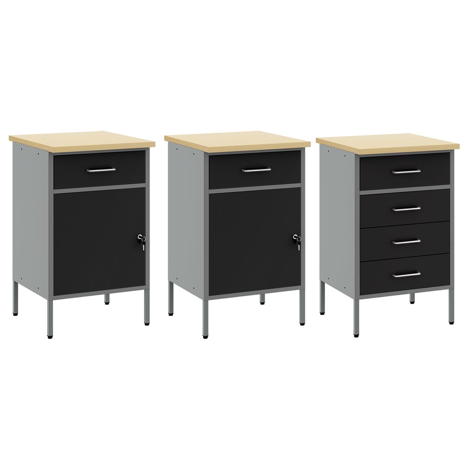 Set Birou Și Tablă Pegboard , 8 Piese, Mdf Negru Și Metal