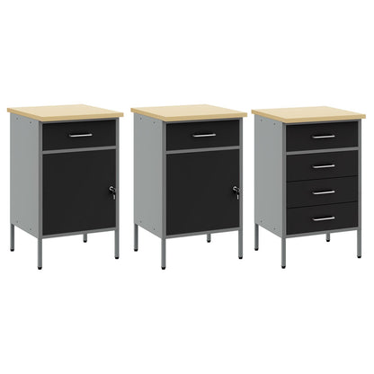 Set Birou Și Tablă Pegboard , 8 Piese, Mdf Negru Și Metal