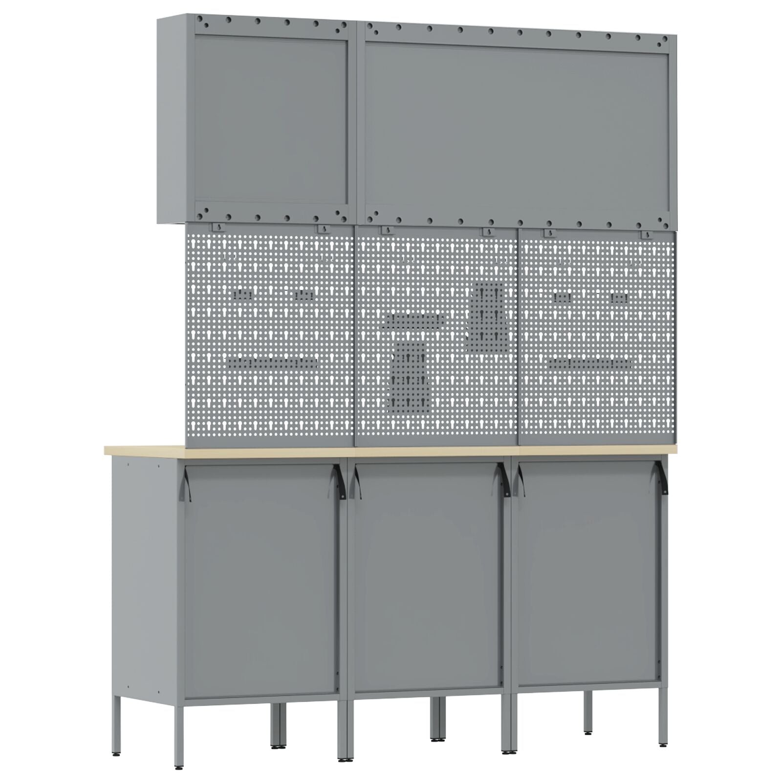 Set Birou Și Tablă Pegboard , 8 Piese, Mdf Negru Și Metal