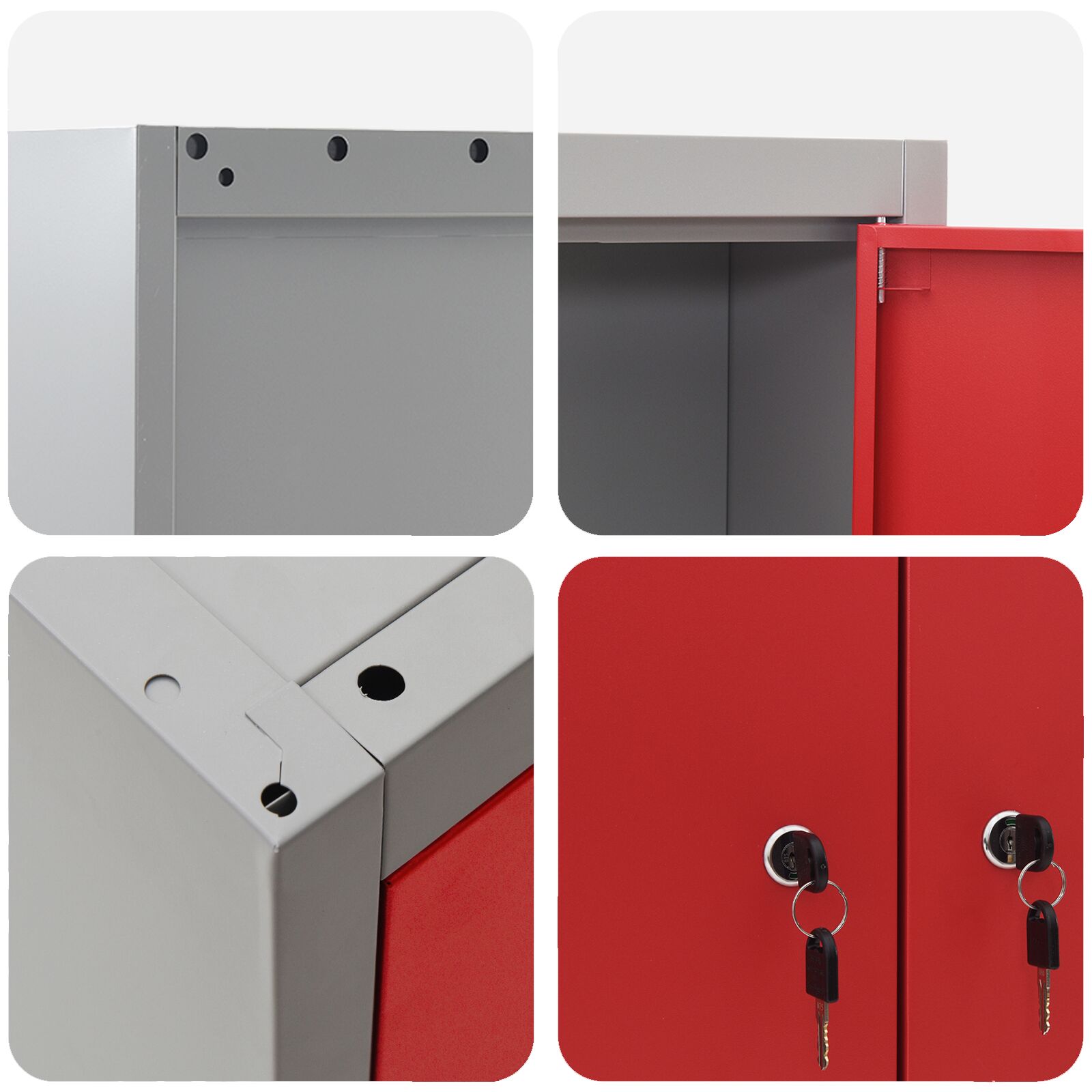 Set Birou Și Panou 10 Piese  Roșu Mdf Și Metal