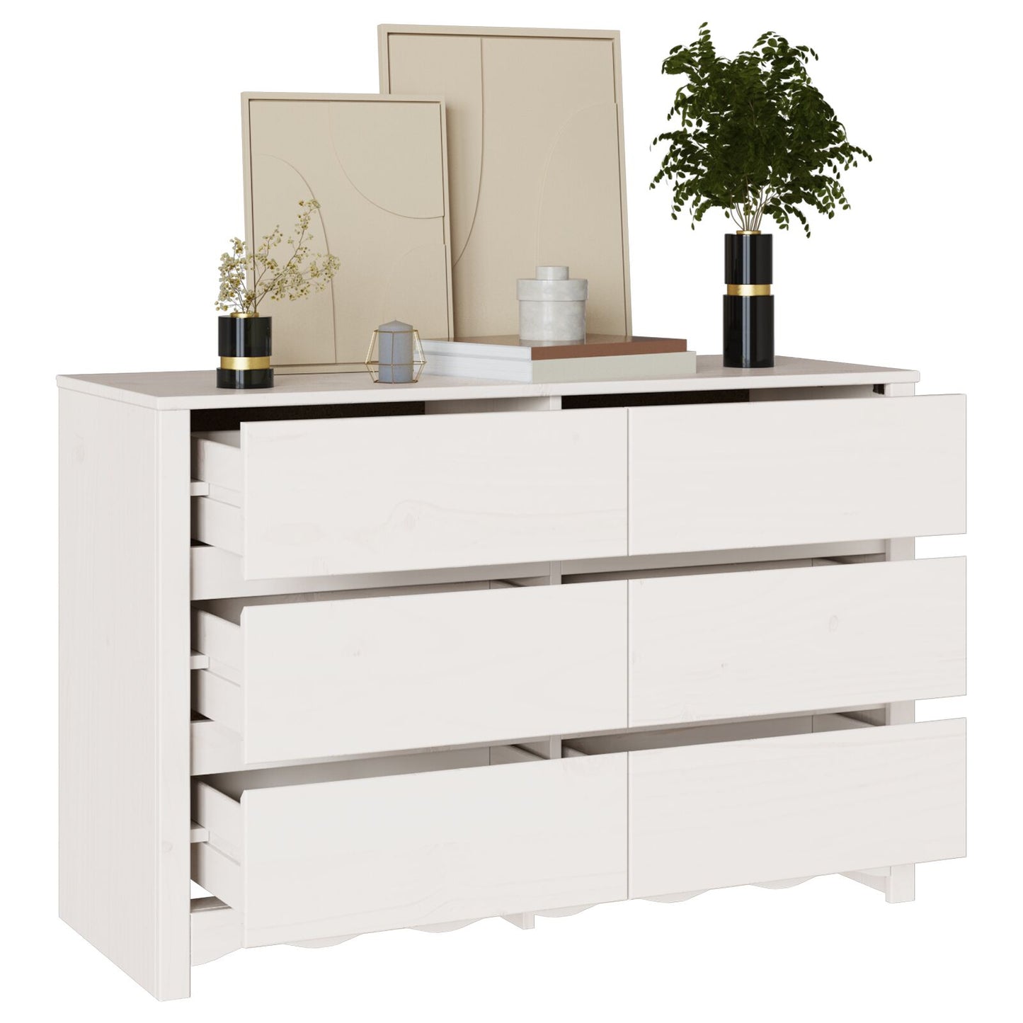 Comodă  &quot;&quot;Drammen&quot;&quot; Alb 111X43X73,5 Cm Lemn Masiv Pin