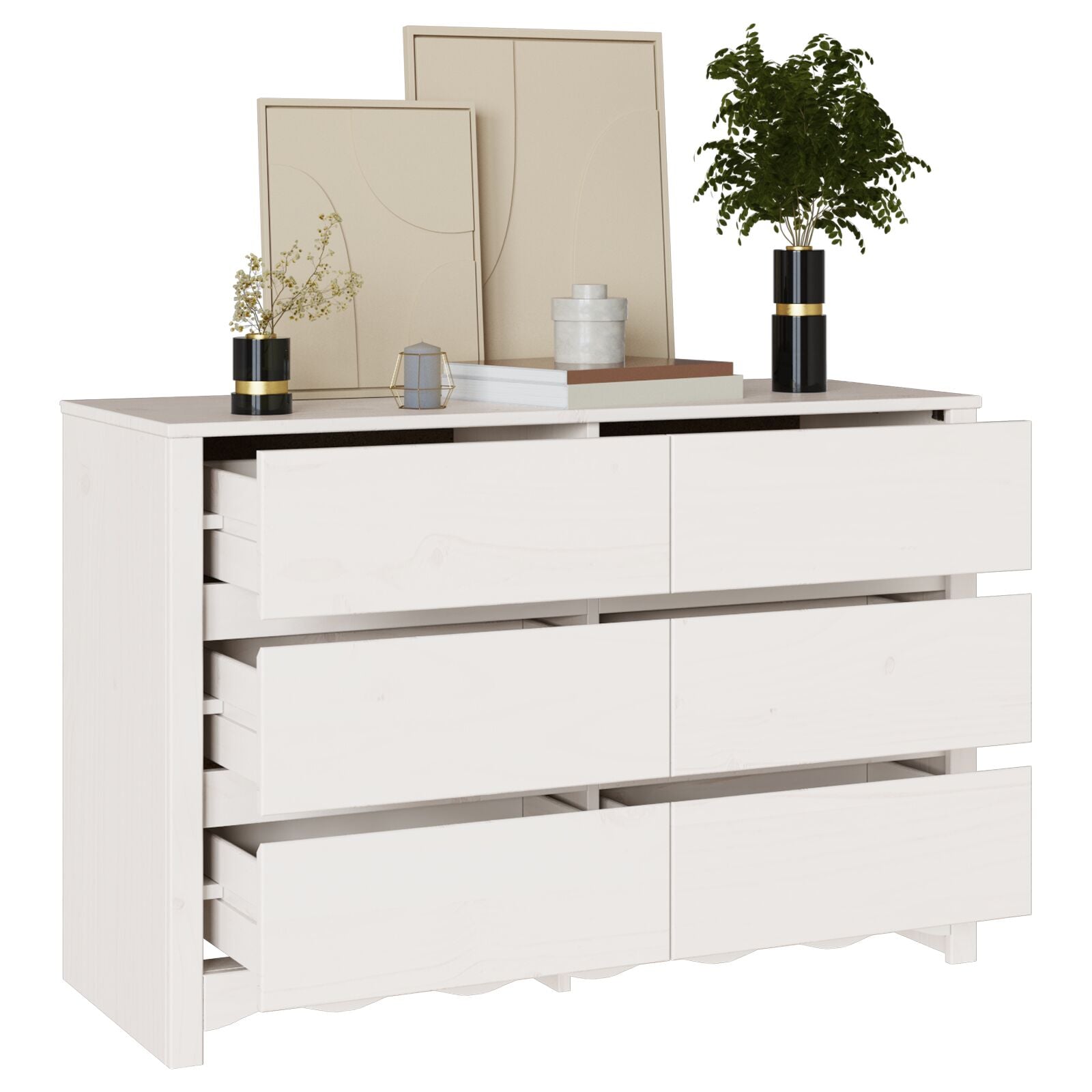 Comodă  &quot;&quot;Drammen&quot;&quot; Alb 111X43X73,5 Cm Lemn Masiv Pin