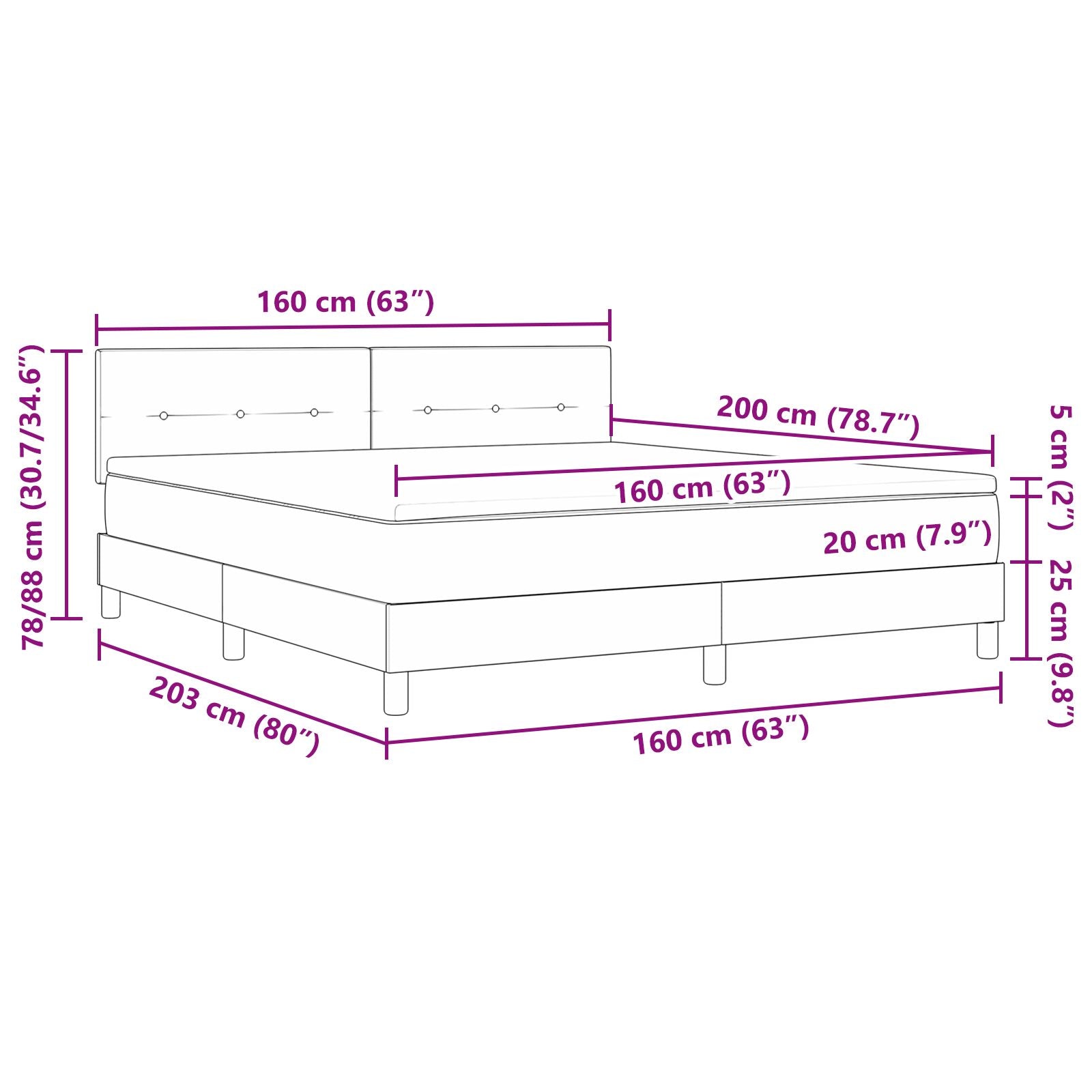 Pat Box Spring Cu Saltea Albastru Întunecat 160X200 Cm Catifea