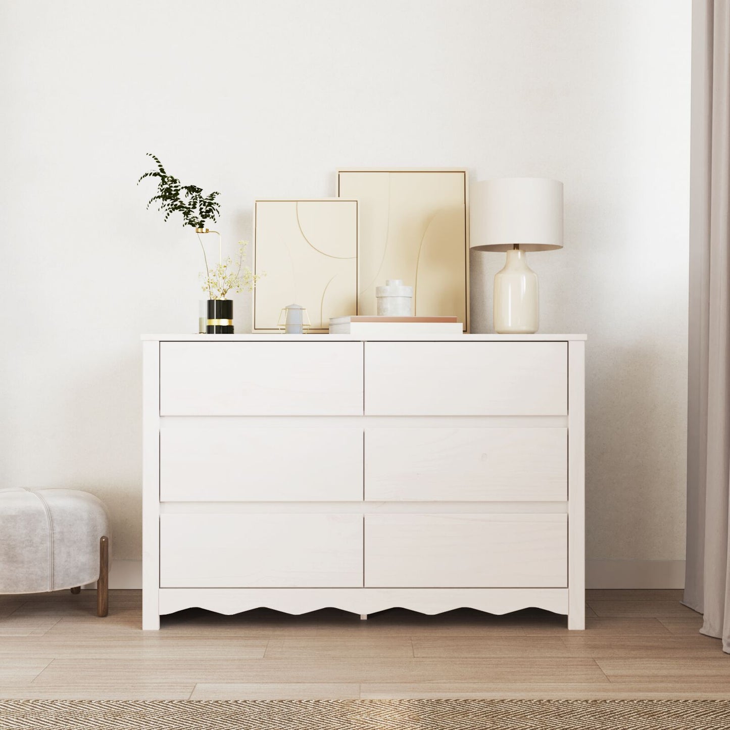 Comodă  &quot;&quot;Drammen&quot;&quot; Alb 111X43X73,5 Cm Lemn Masiv Pin