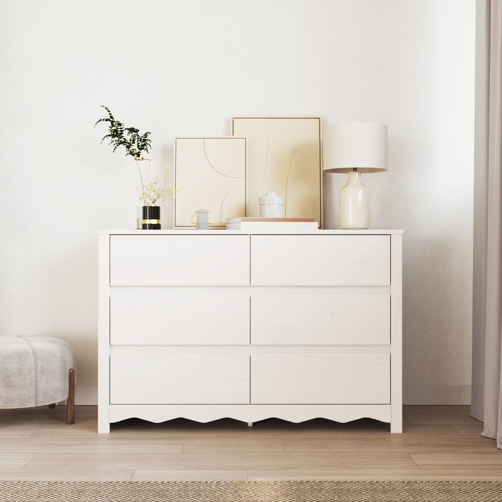 Comodă  &quot;&quot;Drammen&quot;&quot; Alb 111X43X73,5 Cm Lemn Masiv Pin