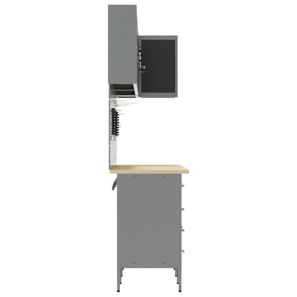 Set De Birou Și Panou Cu Umerașe 12 Piese Negru Mdf Și Metal