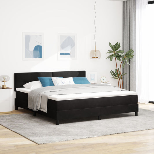 Pat Cu Saltea Tip Box Spring Negru Super King Catifea