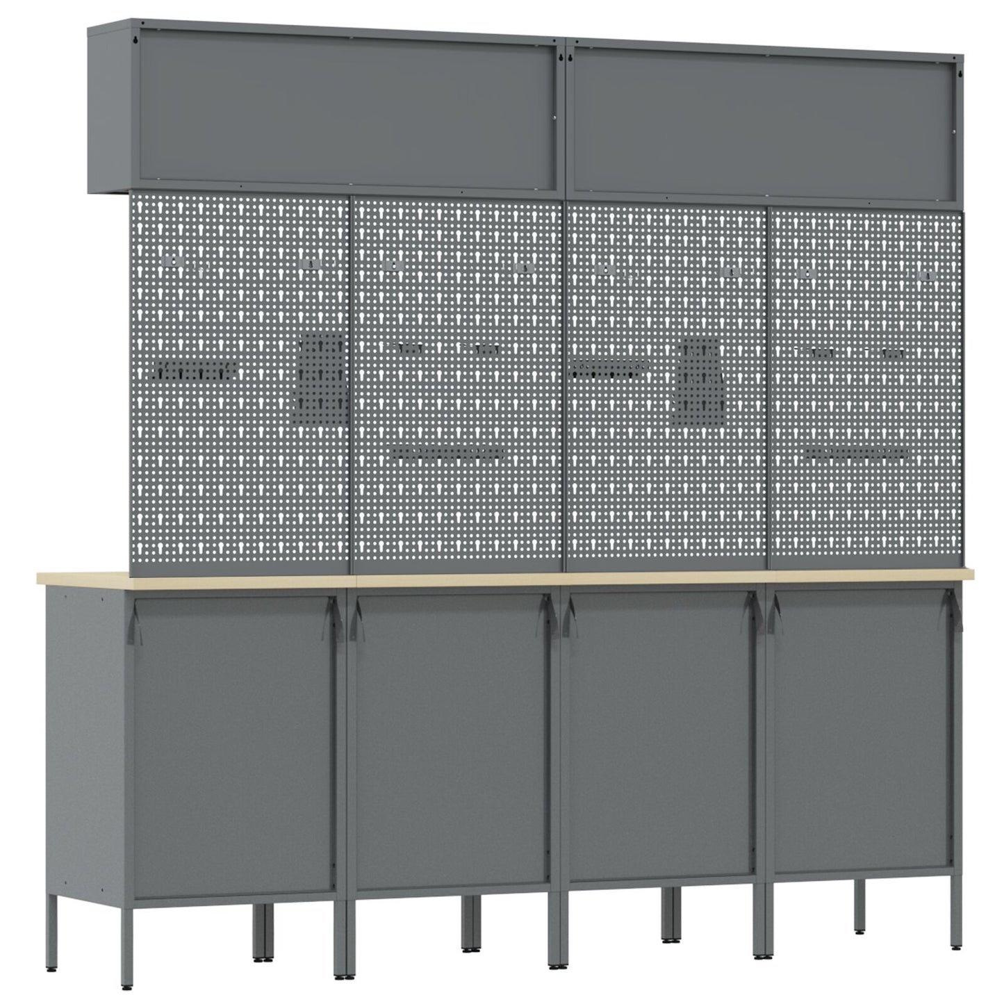 Set Birou Și Panou 10 Piese  Roșu Mdf Și Metal