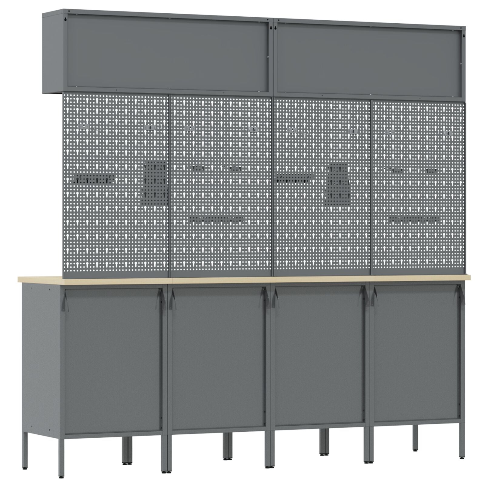 Set Birou Și Panou 10 Piese  Roșu Mdf Și Metal
