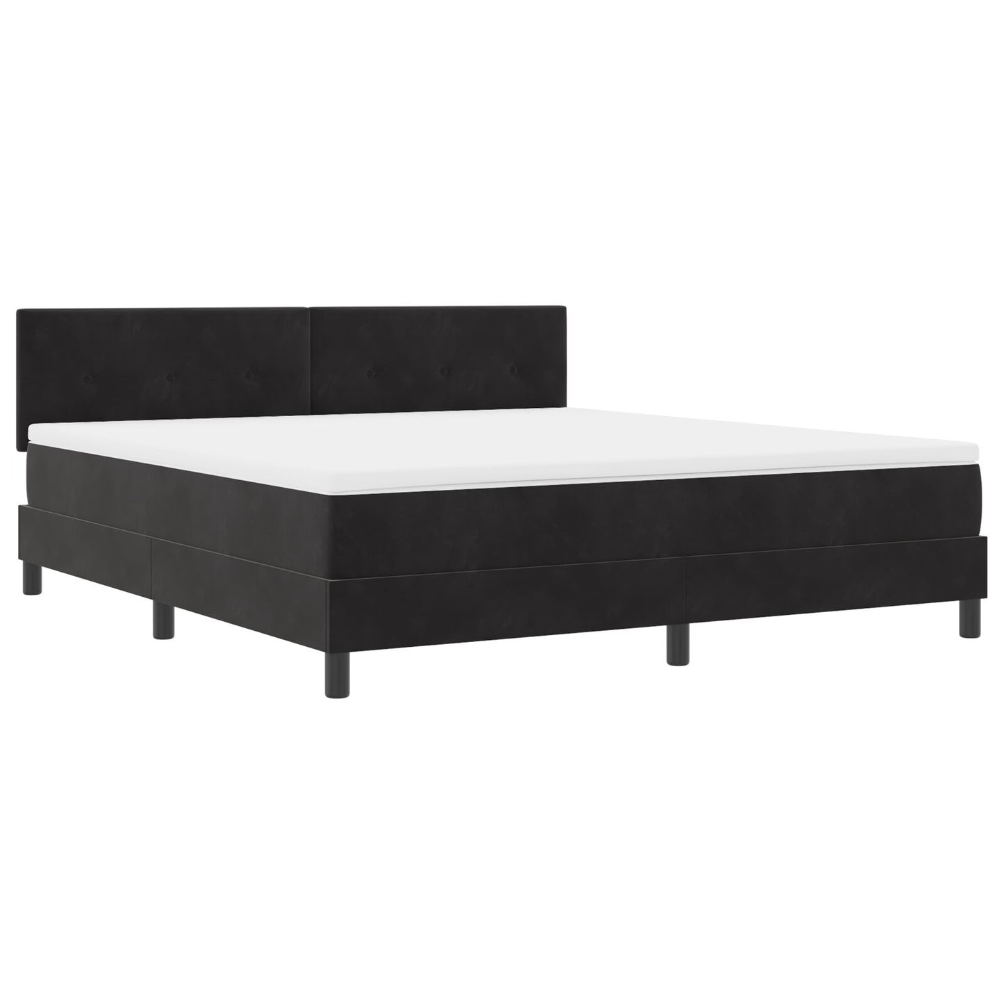 Pat Cu Saltea Tip Box Spring Negru Super King Catifea