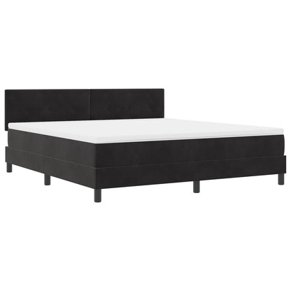 Pat Cu Saltea Tip Box Spring Negru Super King Catifea