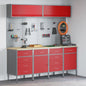 Set Birou Și Panou 10 Piese  Roșu Mdf Și Metal
