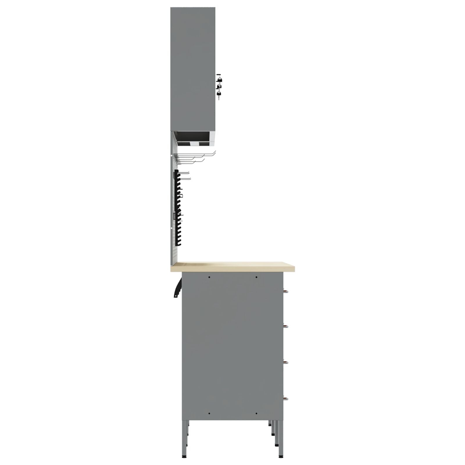 Set Birou Și Tablă Pegboard , 8 Piese, Mdf Negru Și Metal