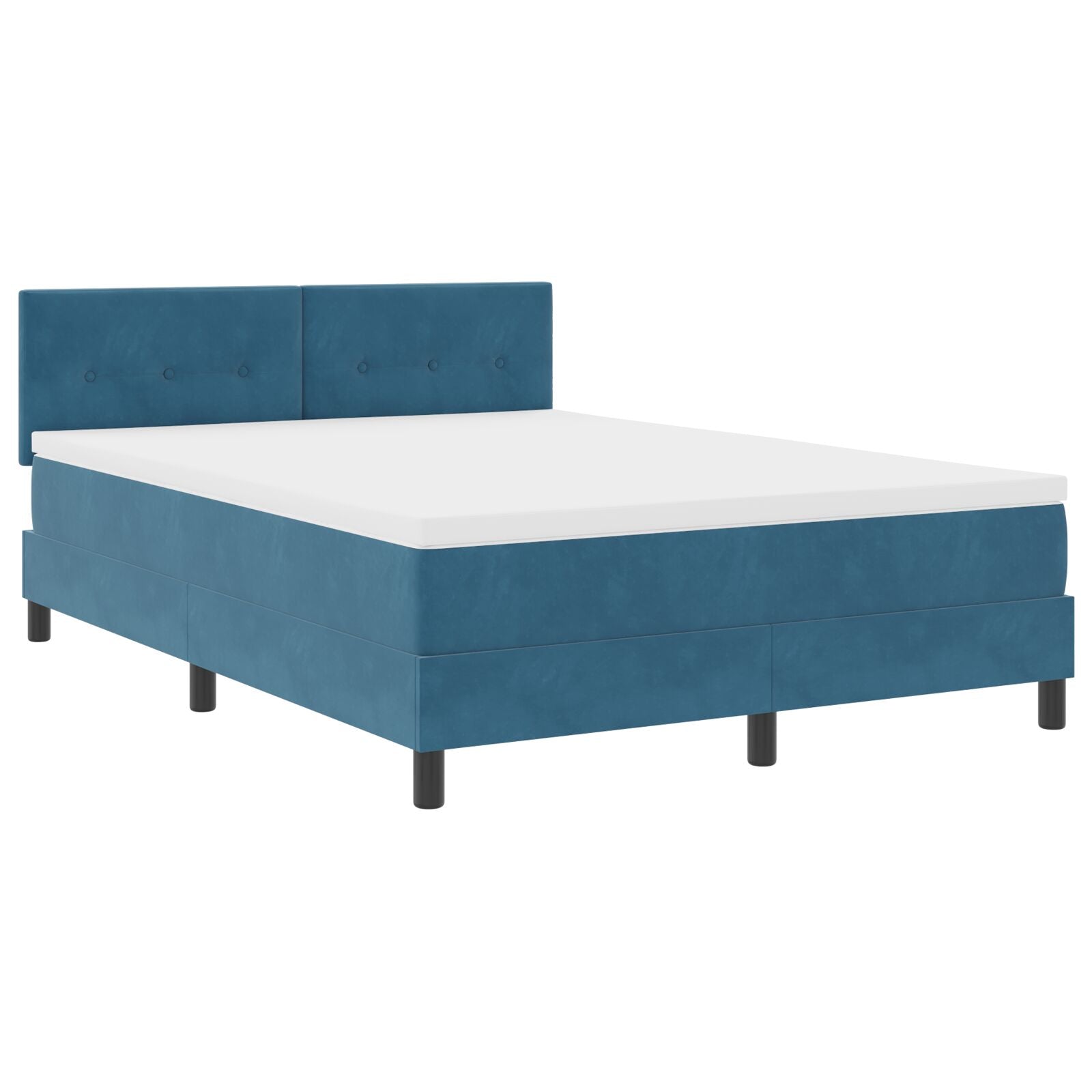 Pat Box Spring Cu Saltea Albastru Întunecat 160X200 Cm Catifea