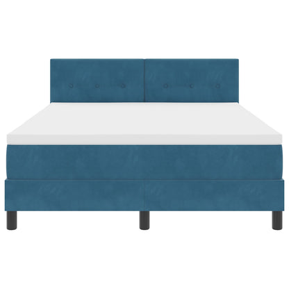Pat Box Spring Cu Saltea Albastru Întunecat 160X200 Cm Catifea
