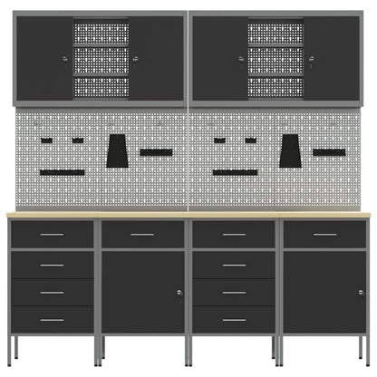 Set Birou Cu Pegboard , 10 Piese, Mdf Și Metal Negru