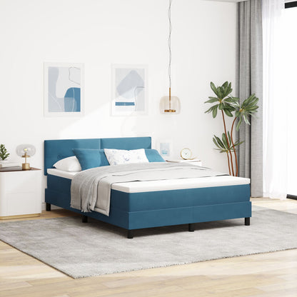 Pat Box Spring Cu Saltea Albastru Întunecat 160X200 Cm Catifea