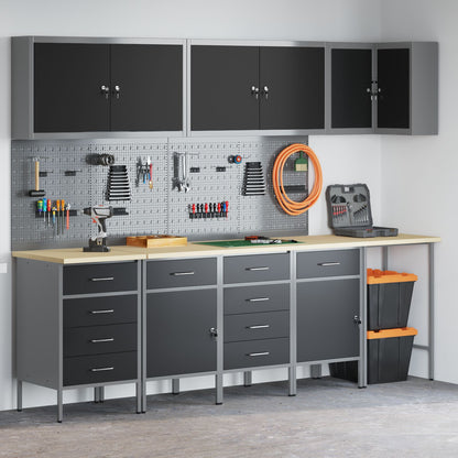 Set De Birou Și Panou Cu Umerașe 12 Piese Negru Mdf Și Metal