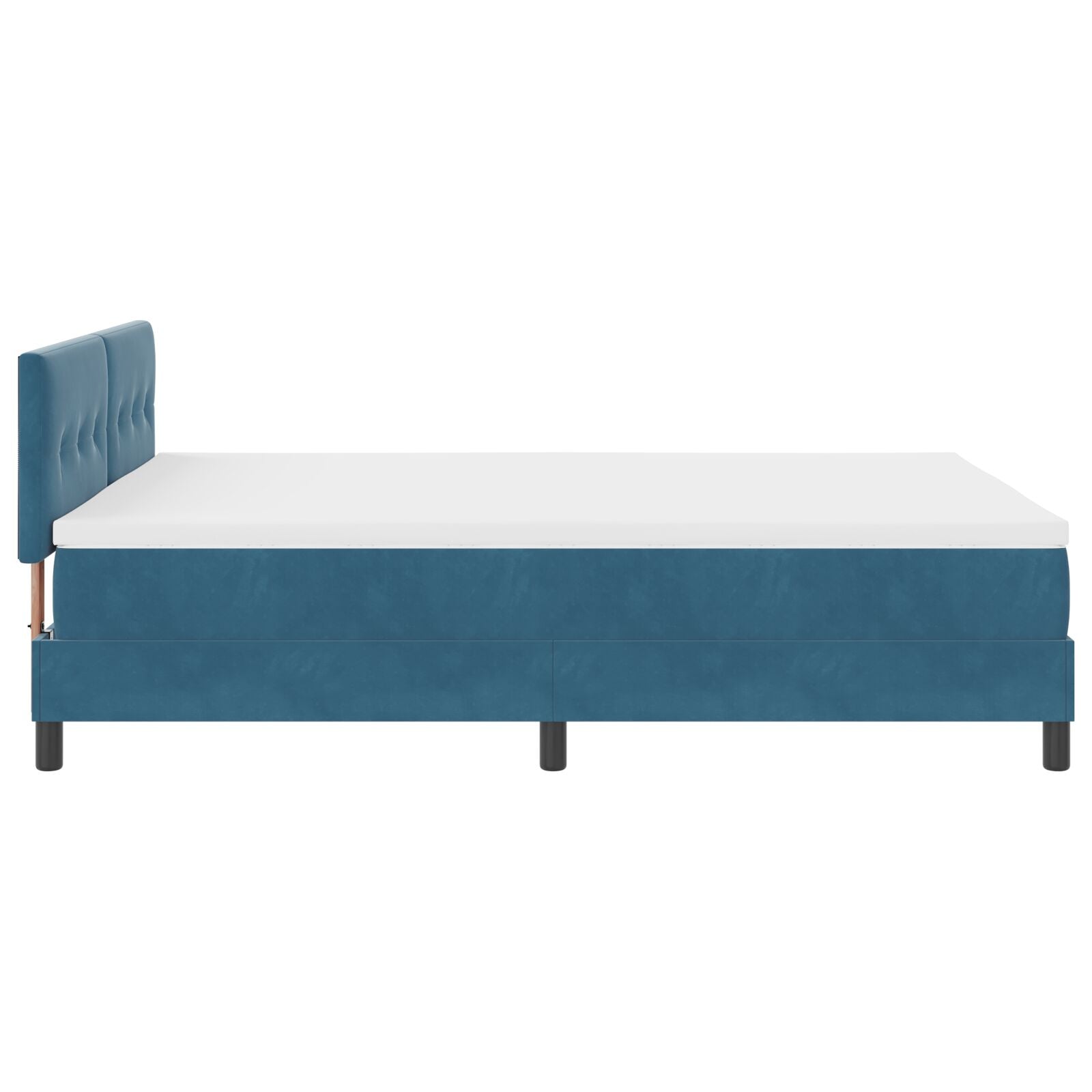 Pat Box Spring Cu Saltea Albastru Întunecat 160X200 Cm Catifea