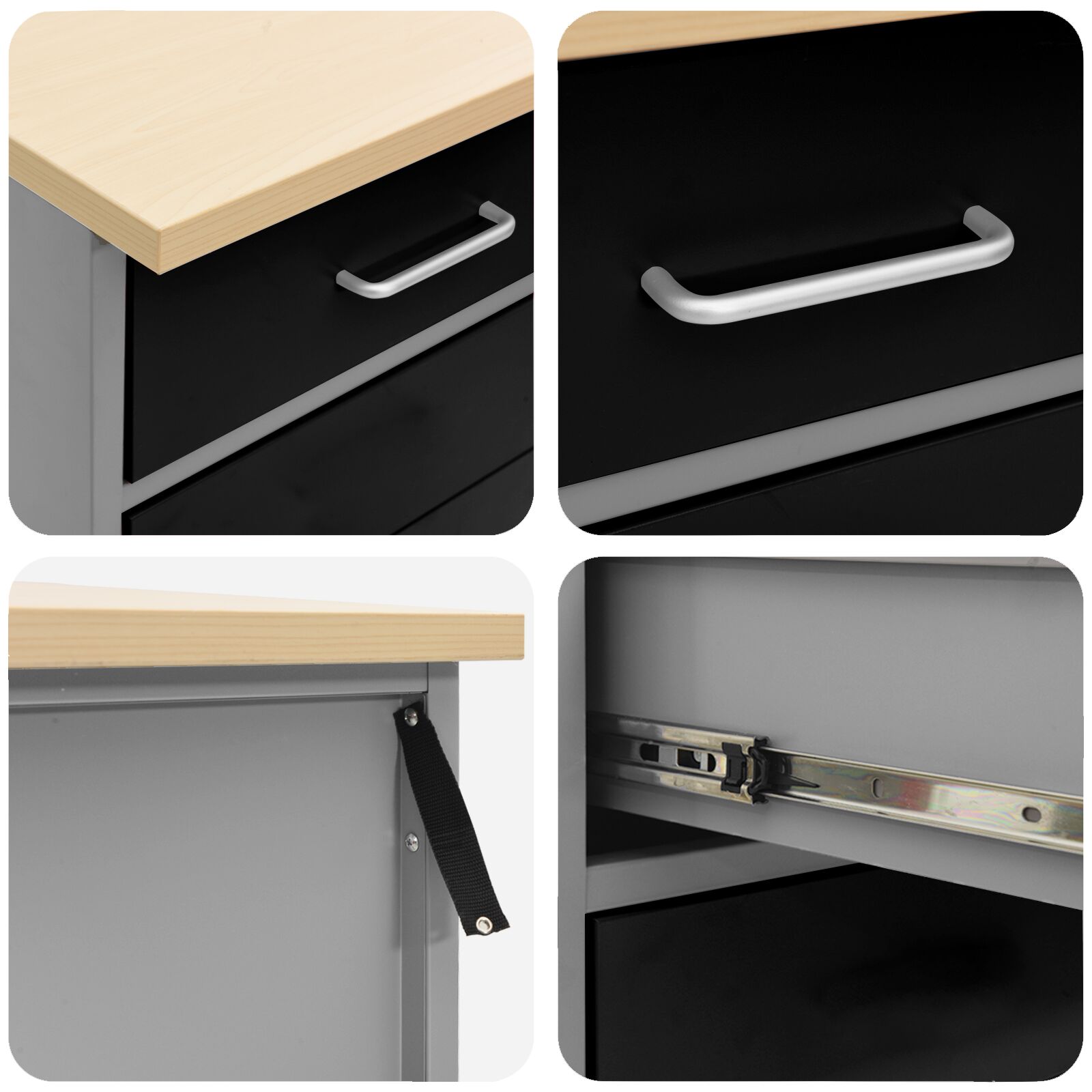 Set Birou Și Tablă Pegboard , 8 Piese, Mdf Negru Și Metal